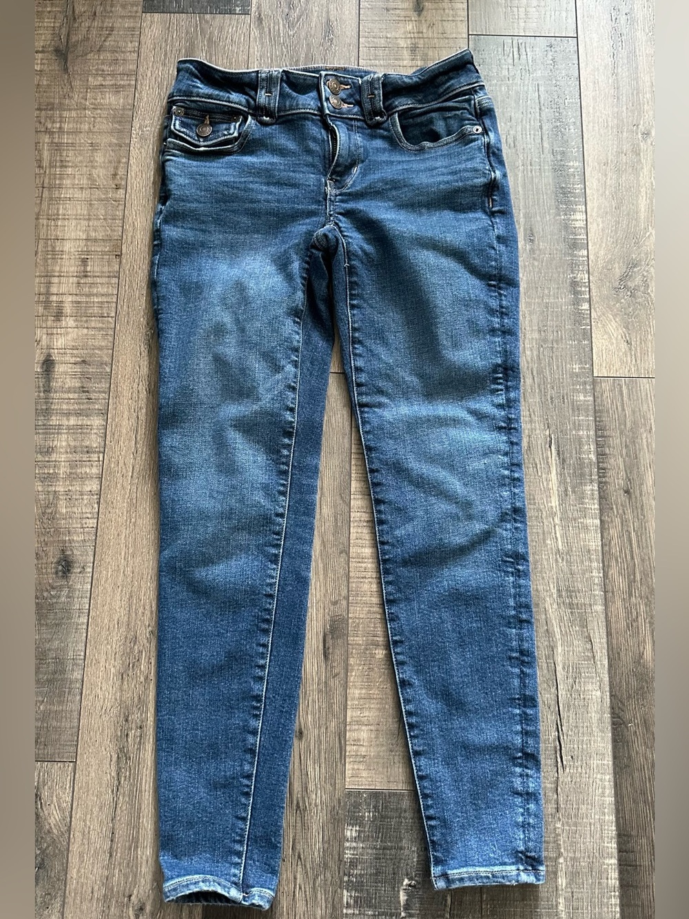 American Eagle Super Stretch Skinny Denim Blue Jeans Womens Size 2 Short